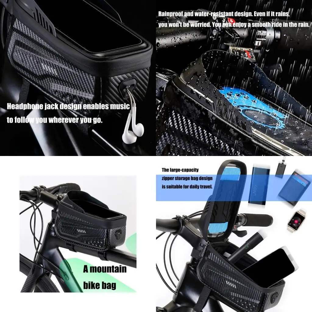 

Y1UC Bicycles Front Frame Bag Phone Case Bag Cycling Top Front Tube Frame Large Capacity Bicycles Bag Easy to Use