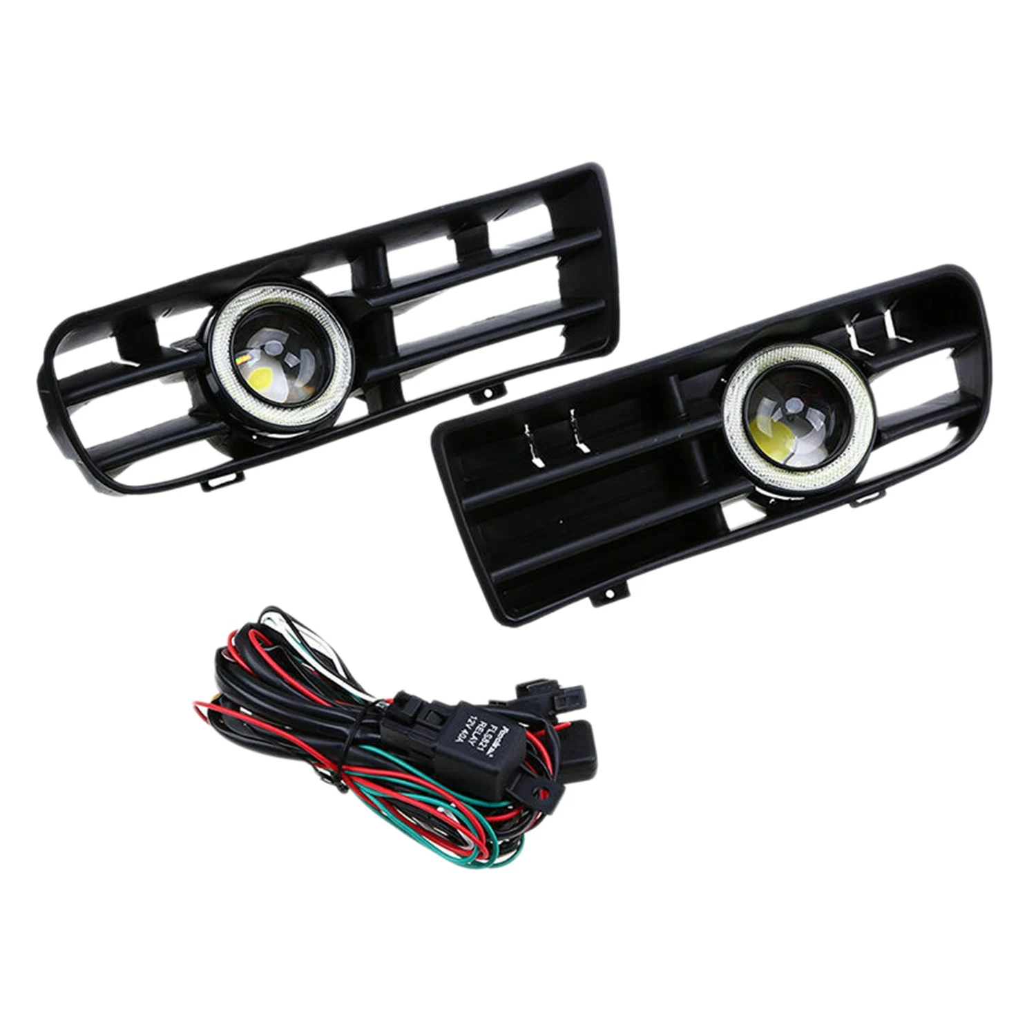 Car Angel Eyes LED Running Front Bumper Fog Light Grilles for Golf MK4 1998-2004