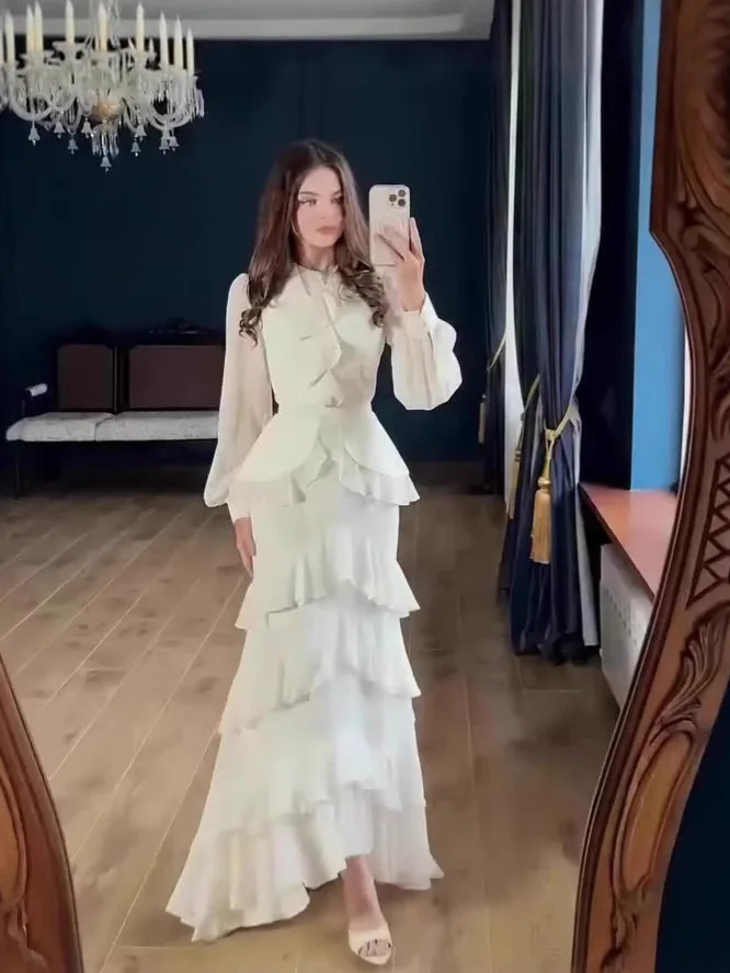 

Ele Long Sve Maxi Dr, женское платье с завязкой на талии, лето 2026, Новое поступление, многослойная юбка-тортик, вечернее платье Dr