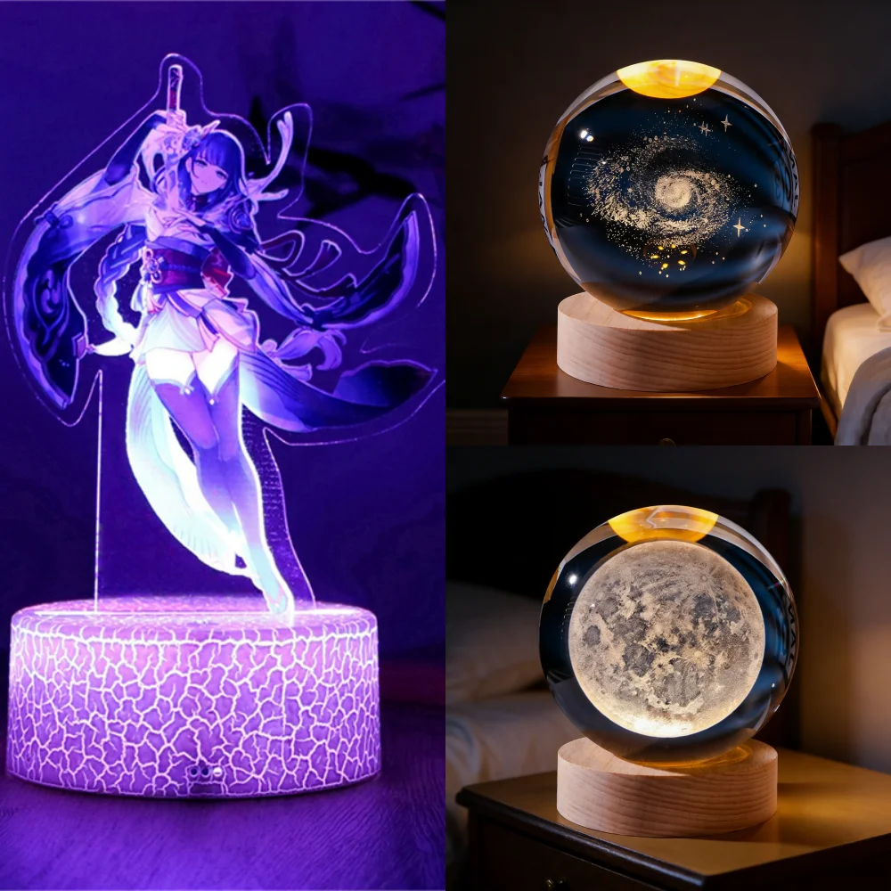 

Уникальная 3D-лампа-шар из хрусталя 6 см с проекциями галактики и планет, USB LED ночник для создания уютной атмосферы, плазменный шар