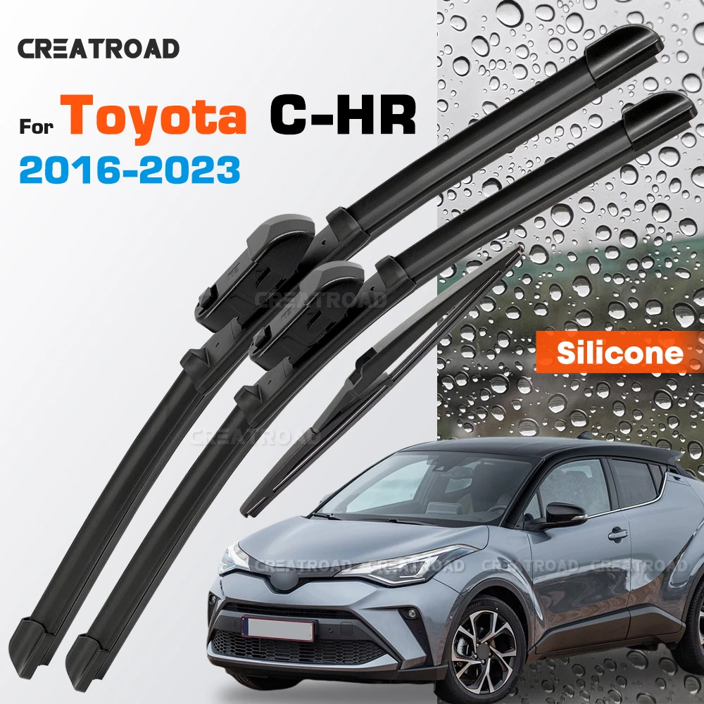 Silicone Wiper Blades Fit For Toyota C-HR CHR 2016 2017 2018 2019 2020 2021 2022 2023 Coated Car Windshield Wipers  26