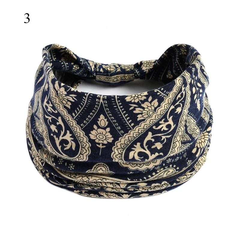 Wide Turban Headband Women Summer Boho Hair Bands Headband Ethnic Boho Cross Bandage Bandanas Hair Accessories Headwrap Headwear