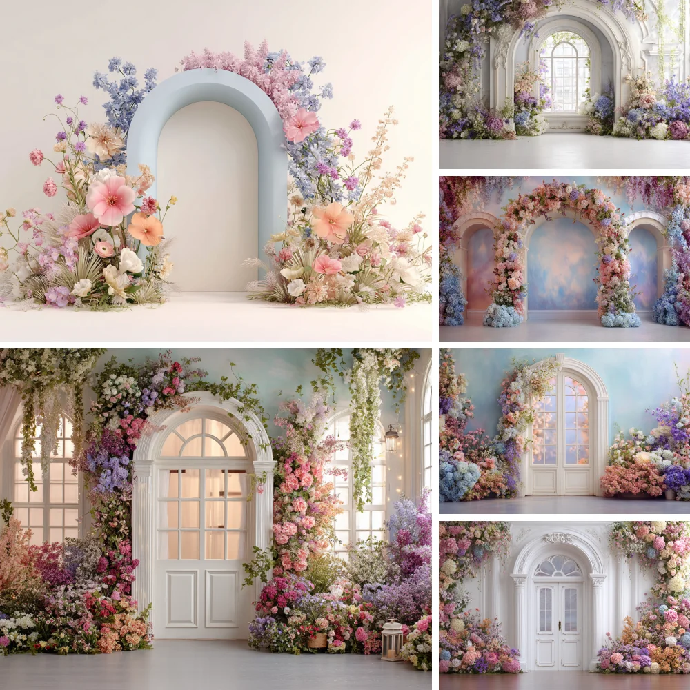 

Spring Photography Background Indoor Pink Flowers Window Adult Birthday Wedding Maternity Portrait Decor Backdrop Photo Studio