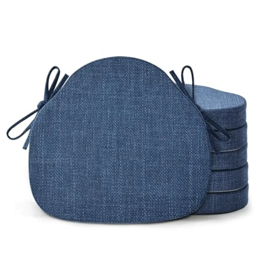 

Dining Chair Cushions Set of 6 High-Resilience Foam Windsor Seat Pads Kitchen Chair Cushions with Ties and Textured Cover 6 Pac