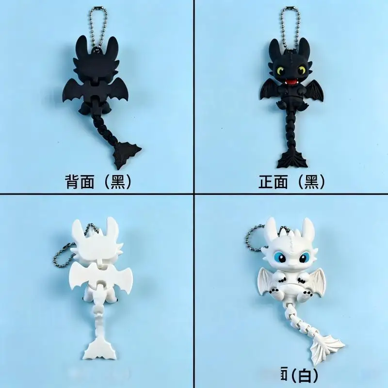 Toothless 3D Printed Keychain Ornament Backpack Charm Cartoon Fun Toy with Movable Tail, Holiday Gift for Friends view 5