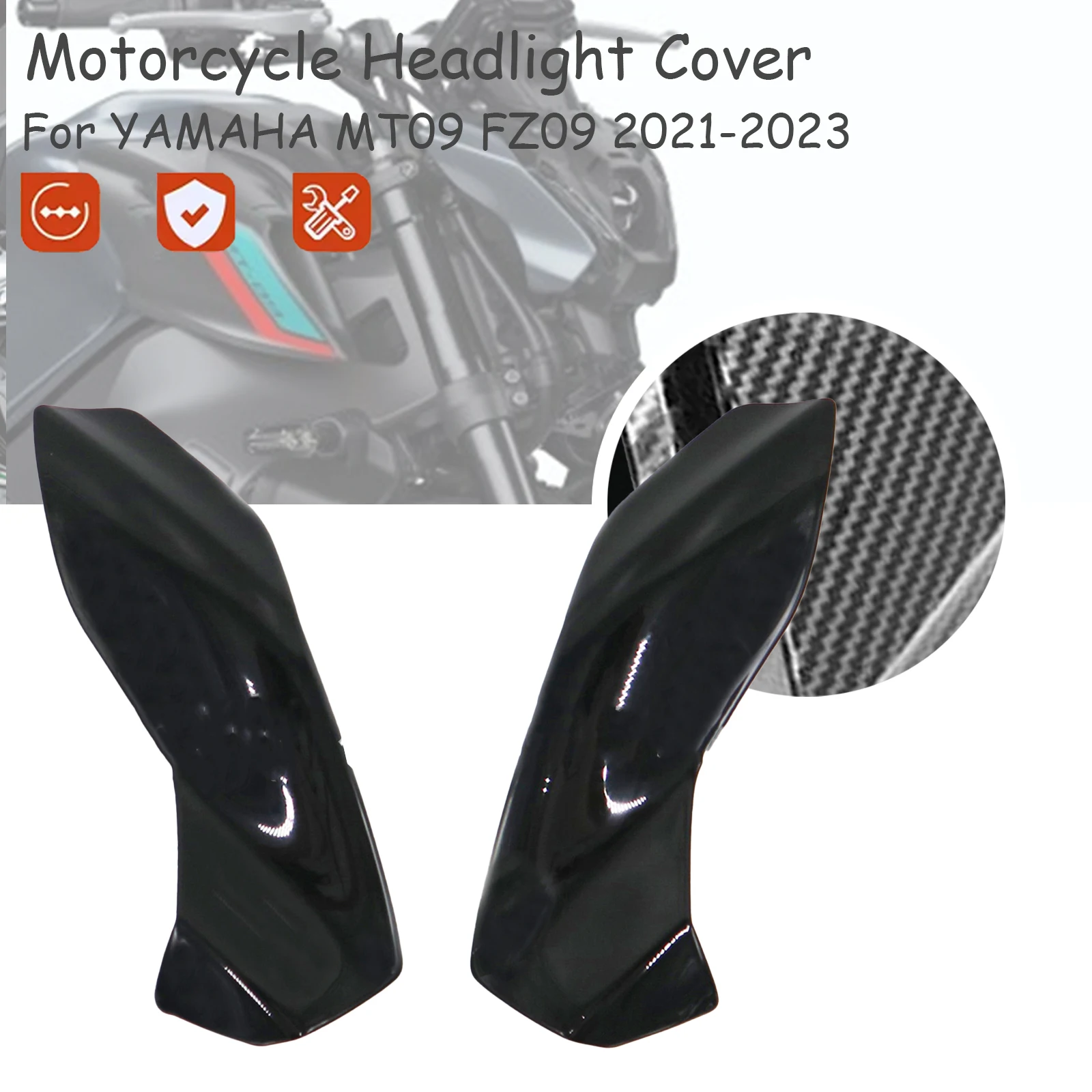 

Motorcycle Headlight Cover Side Fairing Protection Frame Headlamp Sides Trim Cover For YAMAHA MT09 FZ09 2021-2023 Accessories