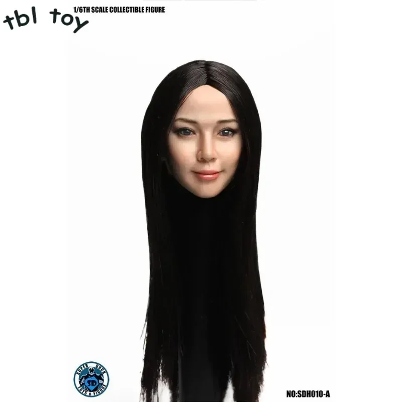 SDH010 1/6 Scale Asian Female Star Li Yufen Head Sculpt Long Short Hair Model for 12in Wheat PH Soldier Action JIAOU DOLL Body