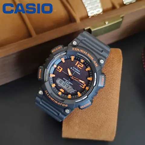 Casio AQ-S810W-8A Tough Solar Quartz Watch Men Analog Digital Dual Display 100M Waterproof Resin Band Sport Wristwatch