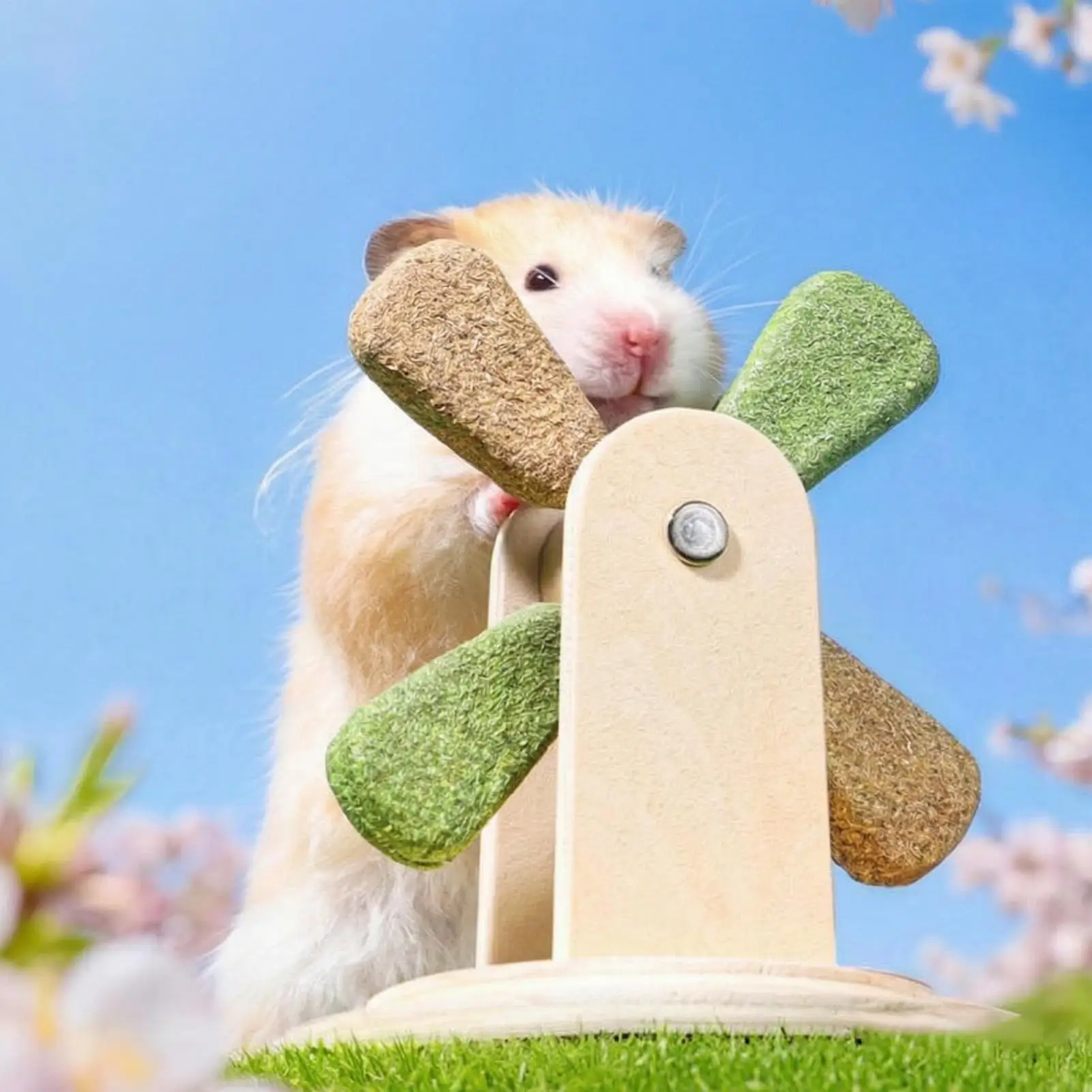 Hamster Chew Toy Interactive Windmill Shape Pet Teeth Grinder Small Animal Chew Toys For Ferrets Squirrels Chinchillas Mice