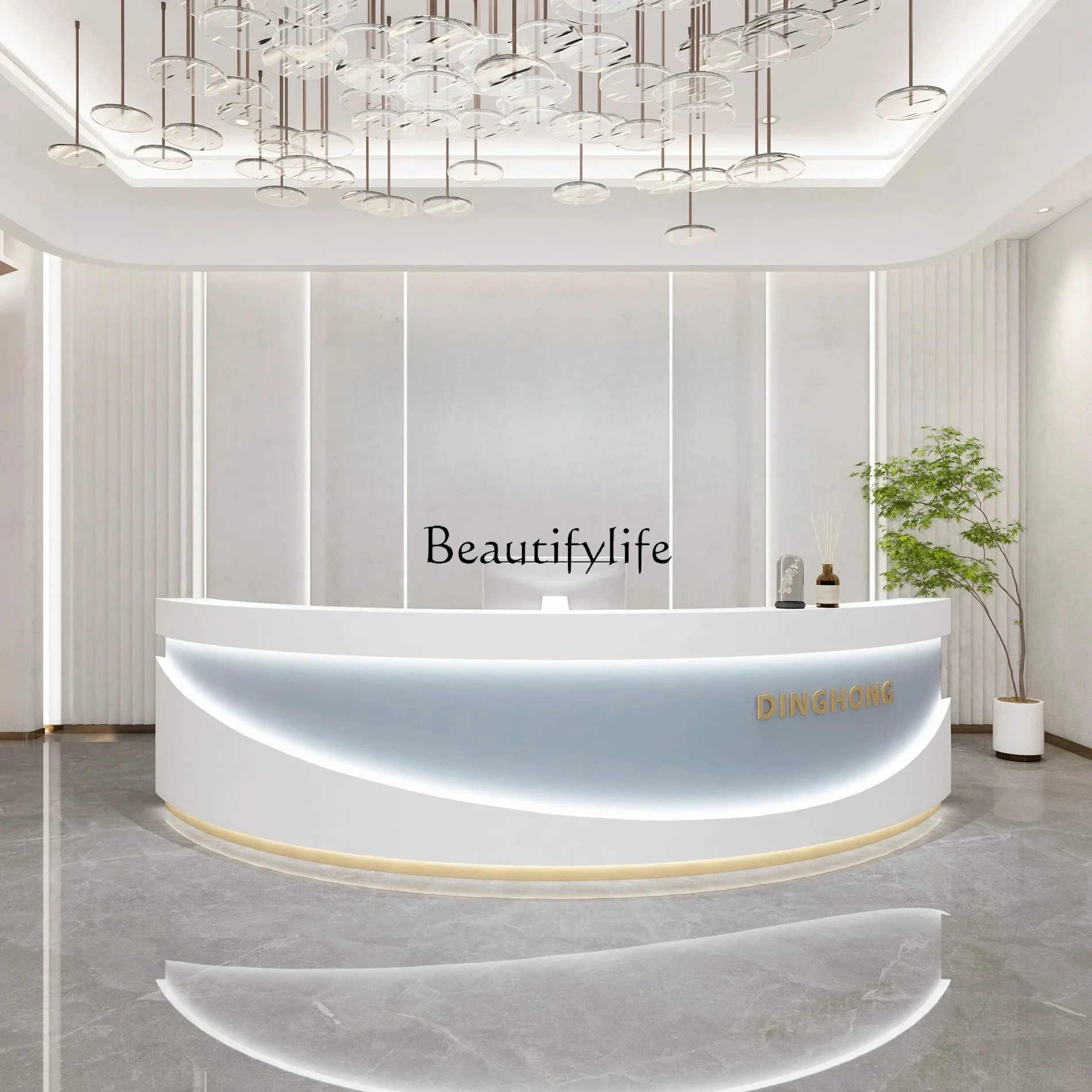 

0202 Simple Modern Company Front Reception Desk Beauty Salon Bar Counter