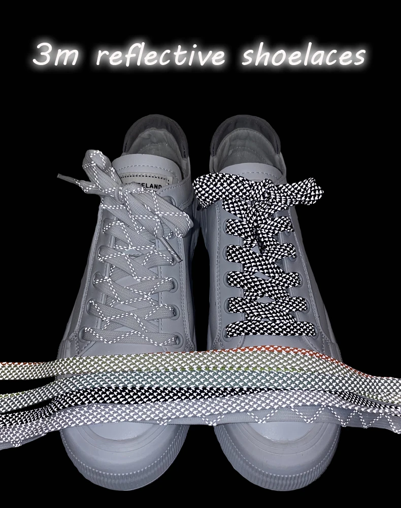 1 Paar Reflektierende Schnürsenkel Flache Schnürsenkel für Sneaker Bunte Reflektierende Schuhbänder Leuchtende Schnürsenkel 100/120/140/160CM Schnüre – Detail 9