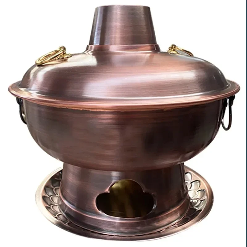 Extra thick copper hot pot pure copper old-fashioned charcoal stove household old Beijing  pot full  thickened