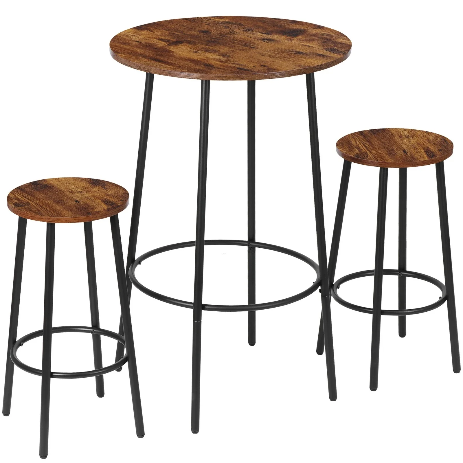 3 Piece Pub Dining Set Counter Height Bar Table and Chairs Easy Assembly Brown