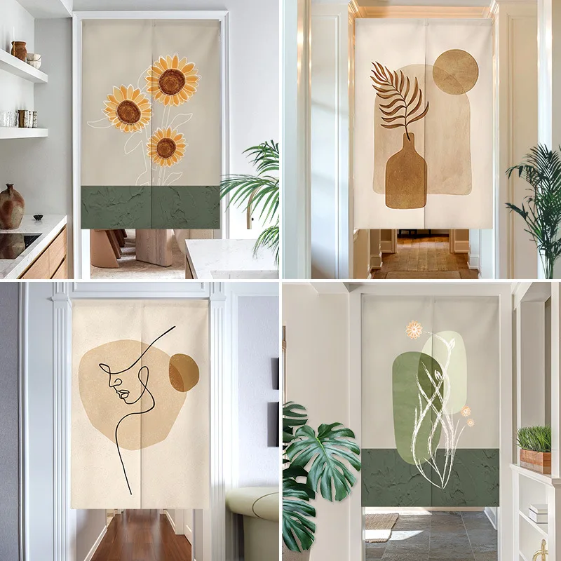 Modern materials changing room Curtain Privacy Partition Doorway Curtains Kitchen Entrance Noren Linen Hanging Half-curtain