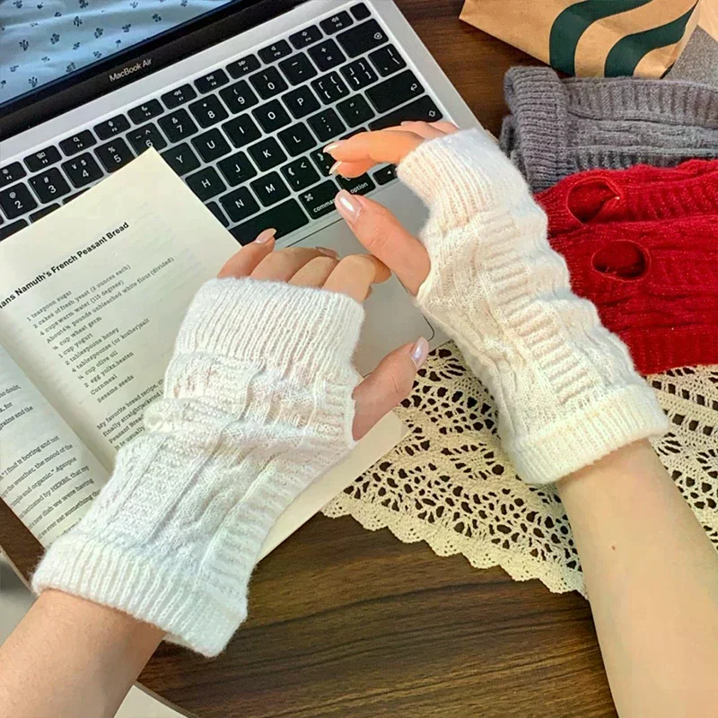 

Новые осенне-зимние теплые вязаные перчатки без пальцев для мужчин и женщин, простые и стильные