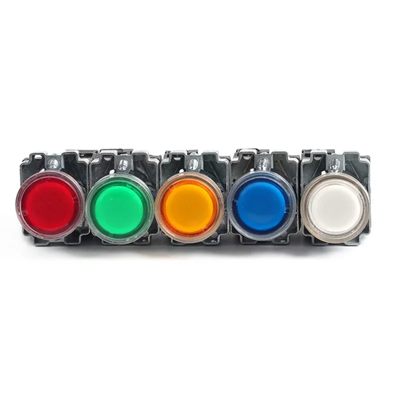 22mm Momentary XB2-BW3361 Round Push Button Switch with LED light 1NO 24V/AC220V/AC380V Green,Red,Yellow,Blue ZB2-BE101C