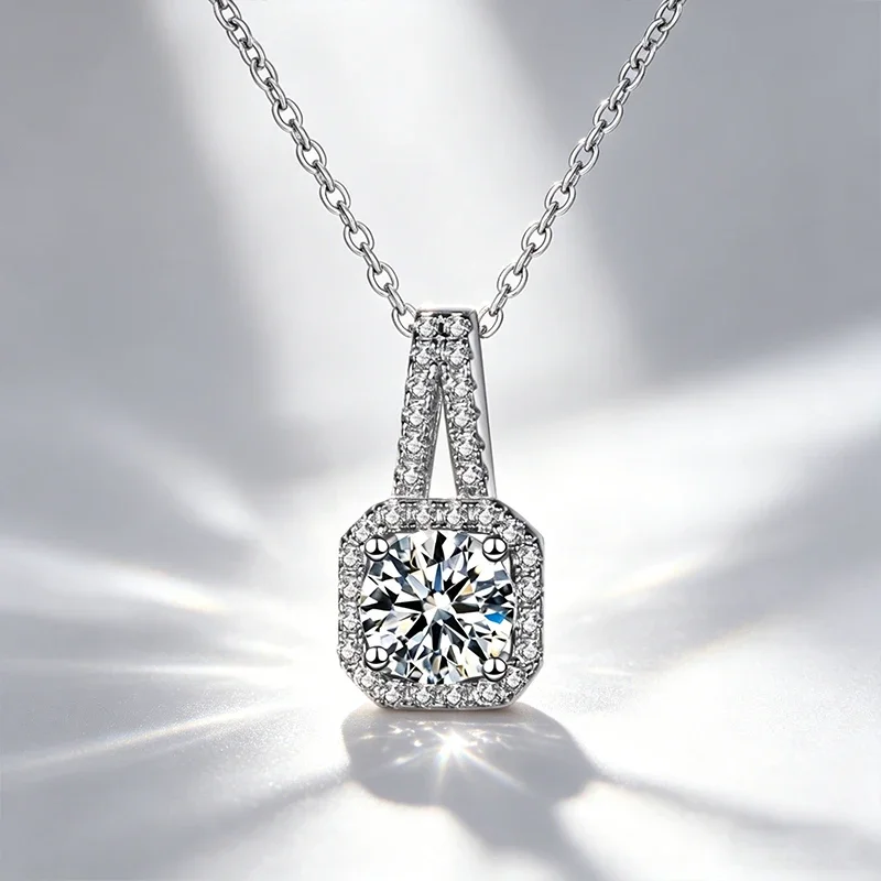 1CT Moissanite S925 Sterling Silver Jewellry With GRA Certificate Pendant 1Carat Necklace Wholesale D VVS Color Moissanite Women