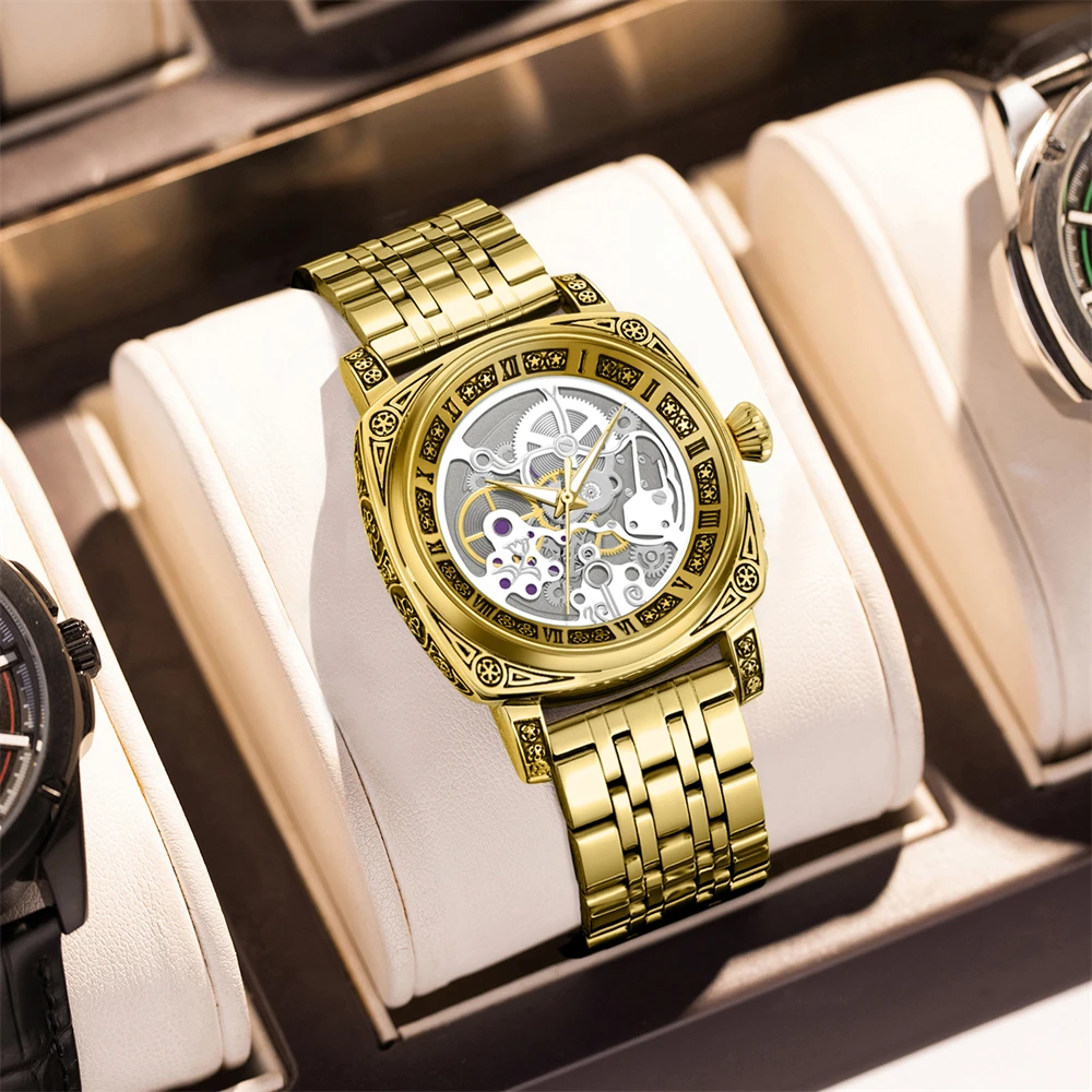 

Мужские механические часы с резьбой по текстуре, дизайн Elite Limited, модные деловые спортивные часы 2025 года, роскошные кварцевые часы для мужчин, подарок