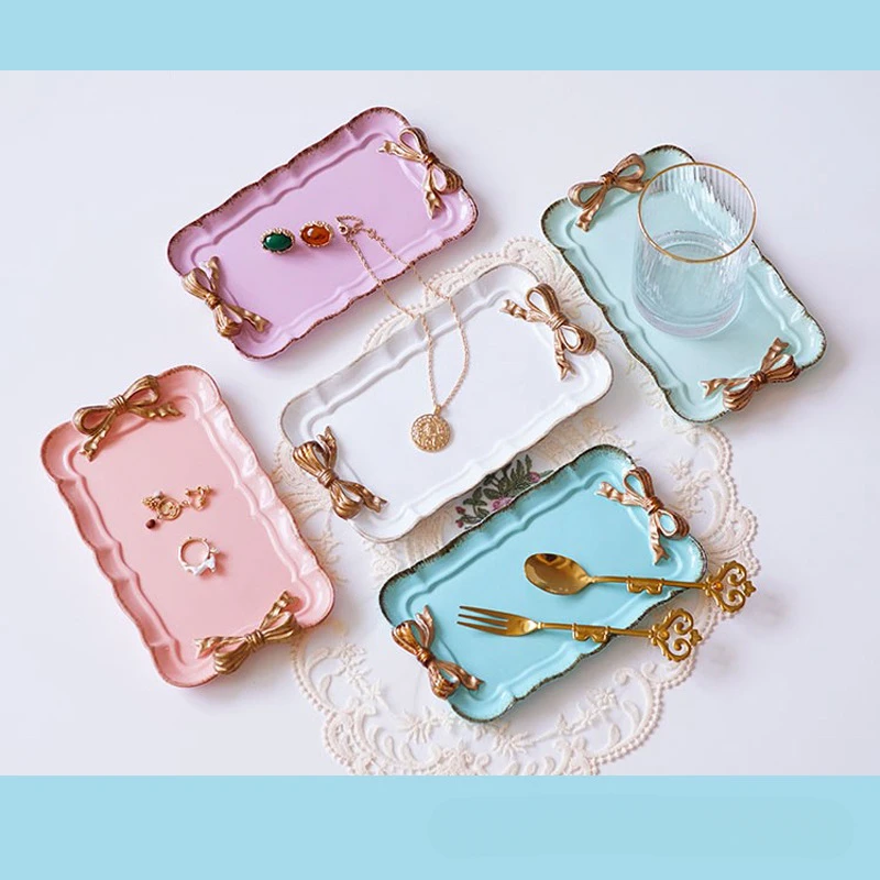 Bandeja de exhibición de almacenamiento de joyería de arco Retro, plato de dulces de postre, accesorios de fotografía