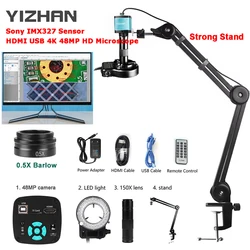 YIZHAN HD Digital Microscope 1080P 4K 2K HDMI USB VGA Soldering Microscope Camera 150X 180X 215X C-Mount Lens Remote Control