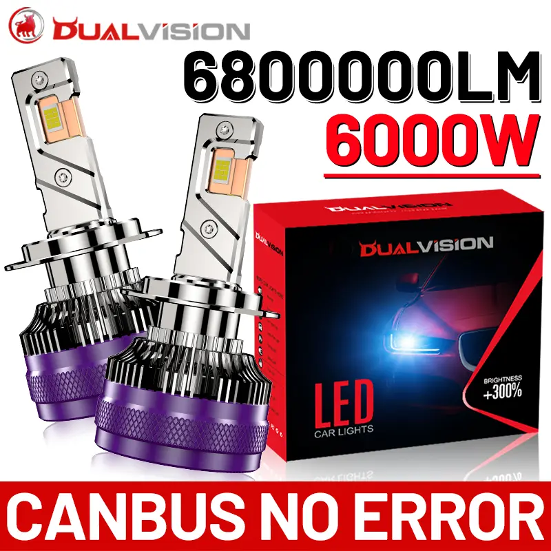 Dualvision 6800000LM 6000W H4 H7 H11 LED CANbus K5C K6C H1 H8 9005 9006 HB3 HB4 9012 HIR2 Farol LED Turbo Auto FogLamp 6000K