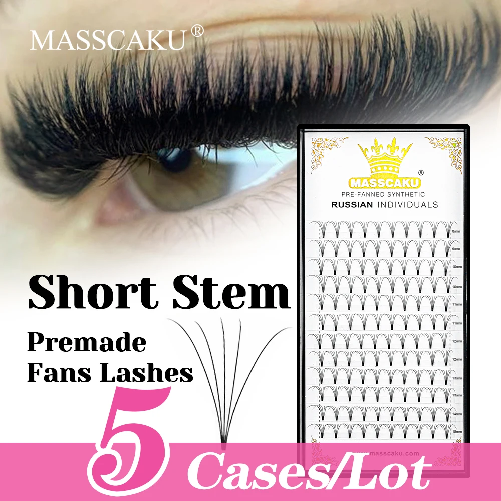 New Arrival MASSCAKU 5cases/lot 3D/4D/5D/6D/10D Premade Volume Fans Eyelash Long-lasting Thin Root Short Stem Eyelashes Supplies