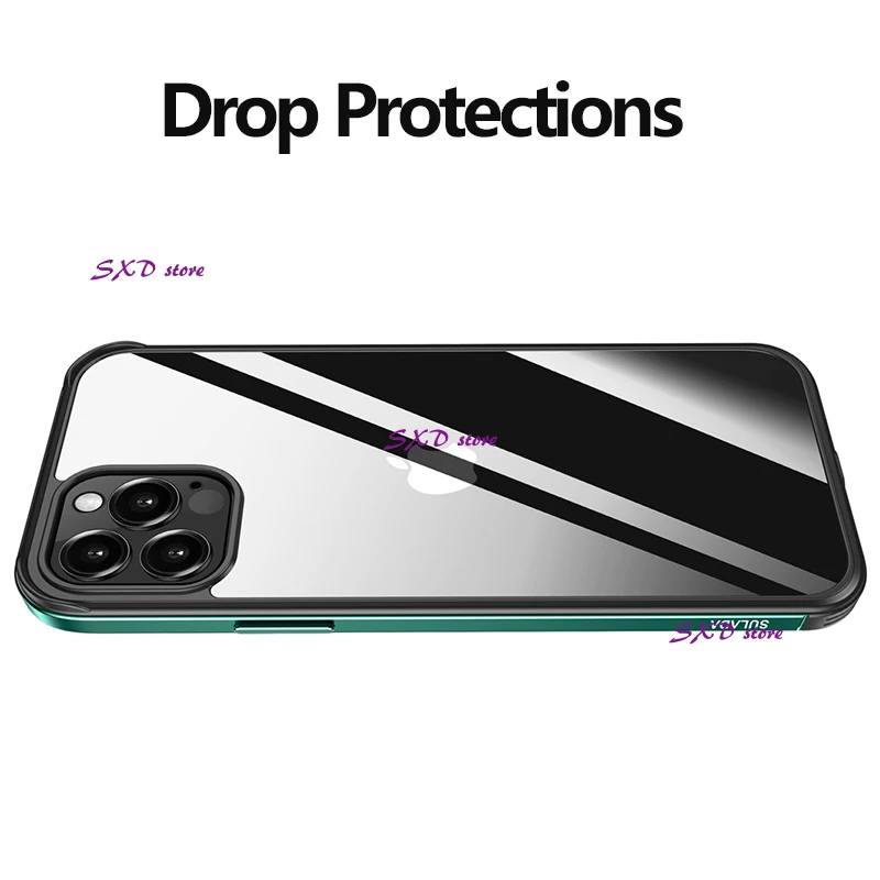 Transparent Nano Glass Case iPhone 11 12 Pro Max Quality Metal Frame Luxury Phone 6 7 8 Plus Clear Cover iPhone X Xr Xs Max case
