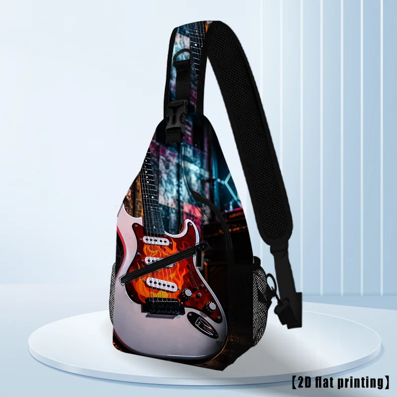 White Electric Guitar, New Chest Bag Multi-functional Printed Shoulder Bag Lightweight Crossbody Bag Outdoor Sports