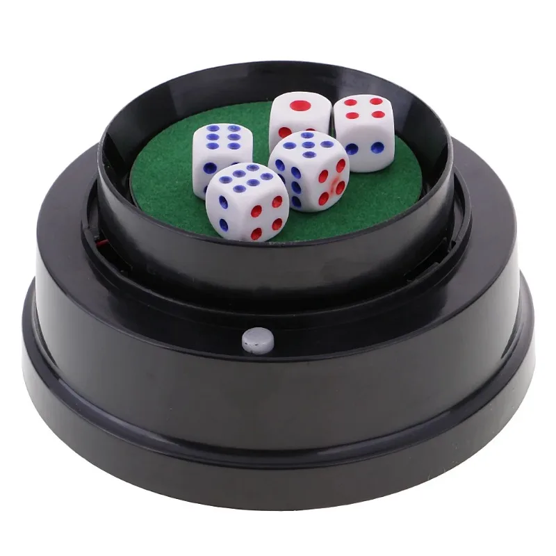 Black Electric Dices Roller Dices Automatic Roller Cup For KTV Pub Bar Dices Box Dices Games Automatic Dices Cup With 5 Dices
