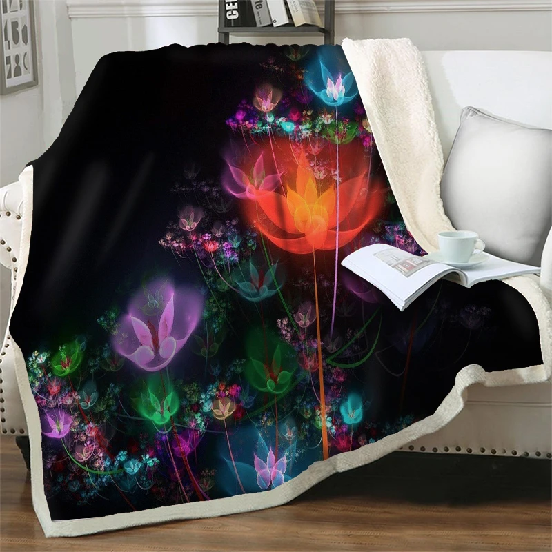 

Dreamlike Colorful Flower 3D Throw Blanket Soft Warm Travel Picnic Blankets For Home Beds Sofa Thick Bedspreads Quilts Nap Cover