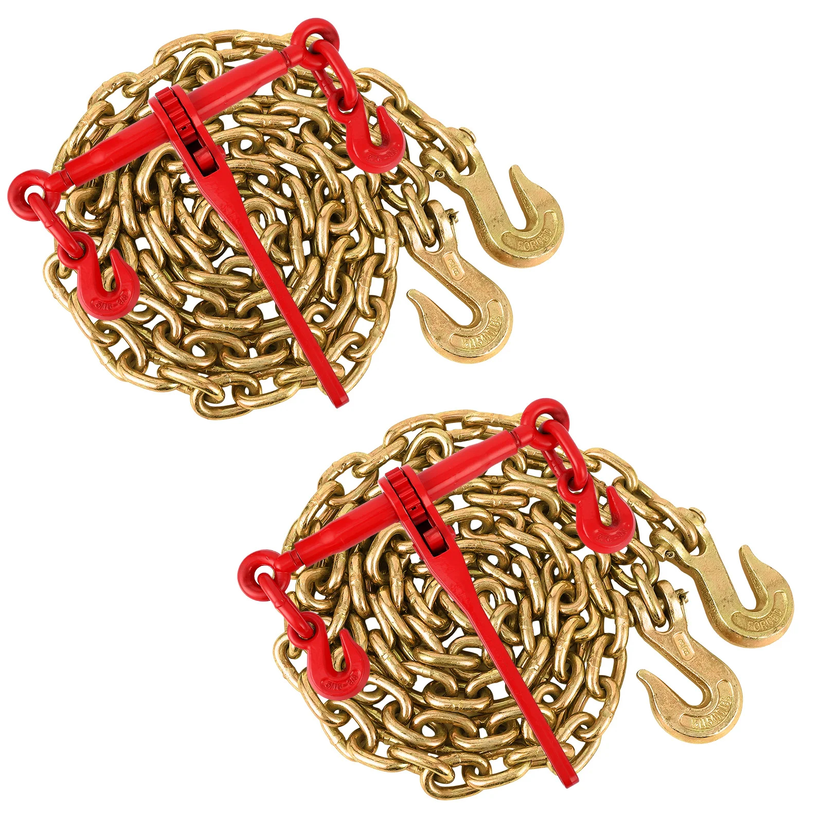 Kit de tendeur à chaîne robuste pour fournitures de bureau et scolaires – Compatible avec les chaînes de 3/8"-1/2", chaînes G70/G80 de 10 pieds avec crochets, 2 ensembles – Solution de tendage professionnelle à haute capacité