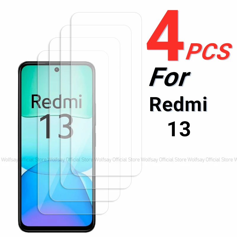 2/4PCS Screen Protector For Xiaomi Redmi 13 Tempered Glass Xiaomi Redmi 13 4G Protective Film Screen Glass For Xiaomi Redmi 13