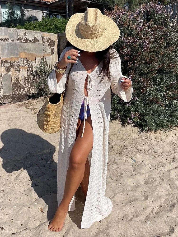 Sexy Swimsuit Cover Up 2024 Women Crochet Kimono Shorts Set Knitted Casual Long Loose Bohemian Outfits Two Piece Beachwear A2915