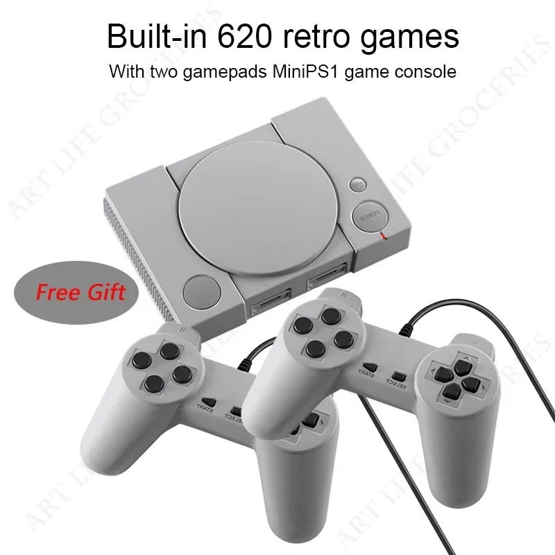 8 Bit Retro Video Game Console With Two Gamepad Built-In 620 Games Handheld Gaming Player For PS1