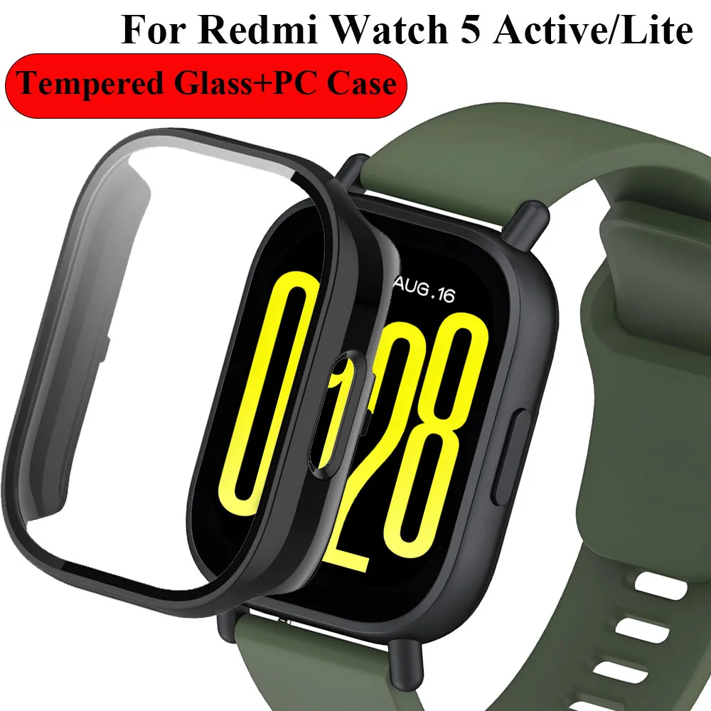 �y�Z�[�����zHD�����K���X+PC�P�[�X Redmi Watch 5 Active/Lite�p �X�N���[���ی�K���X Redmi Watch 5 Lite/Active�p �o���p�[�J�o�[