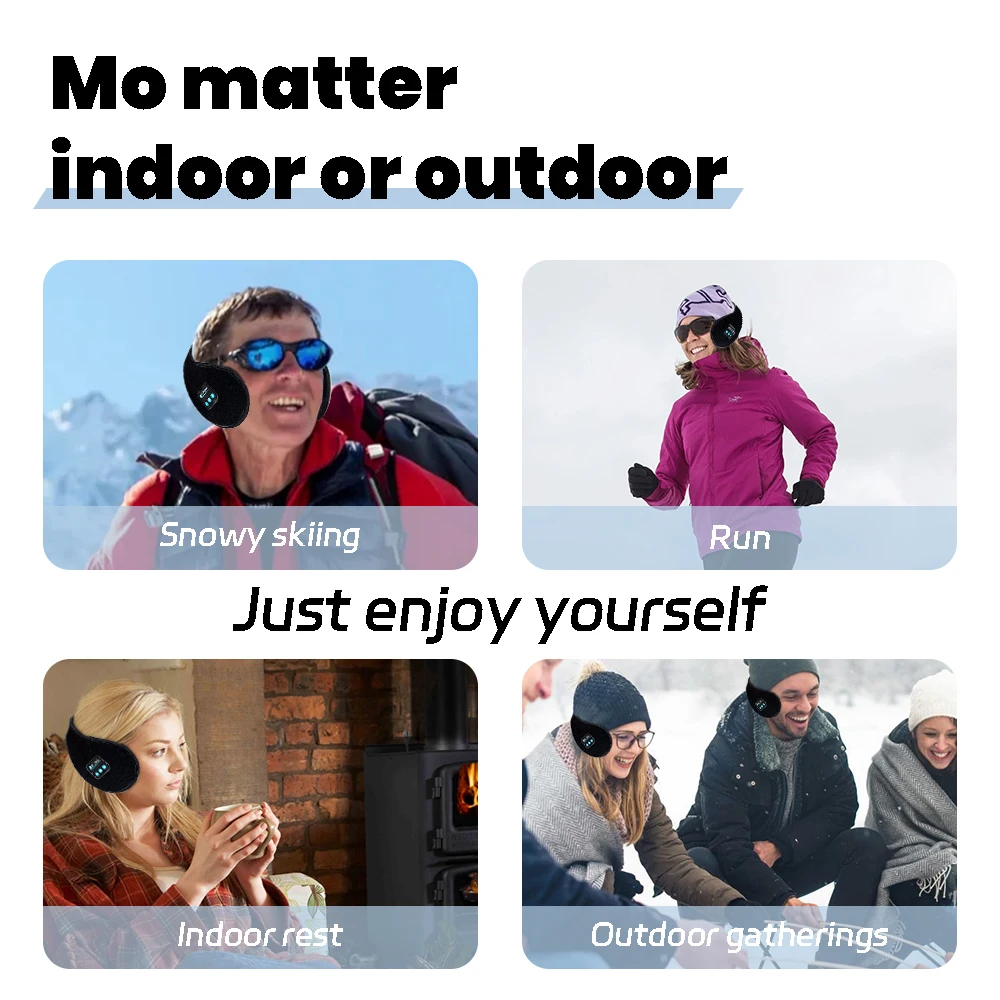 Wireless Ear Muffs, Earphone Warmer Earmuffs, Bluetooth Headphones Men\'s Women Winter Thick Casual Cap, Sports Muff