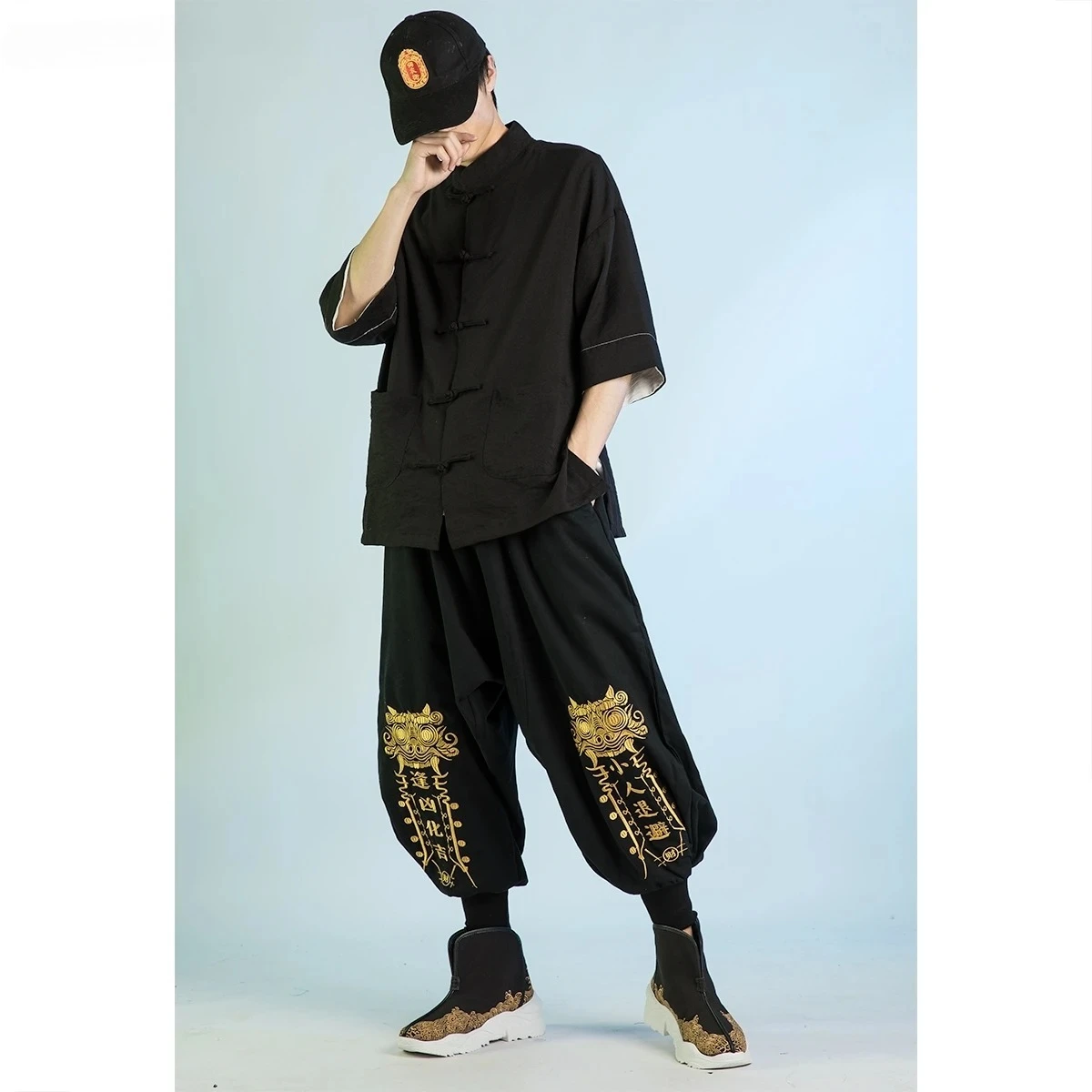 2023 Shaolin Monk Kung Fu Martial Arts Pants Wushu Bloomers Buddha Buddhist Zen Lay Meditation Trousers Kung Fu Running Pants