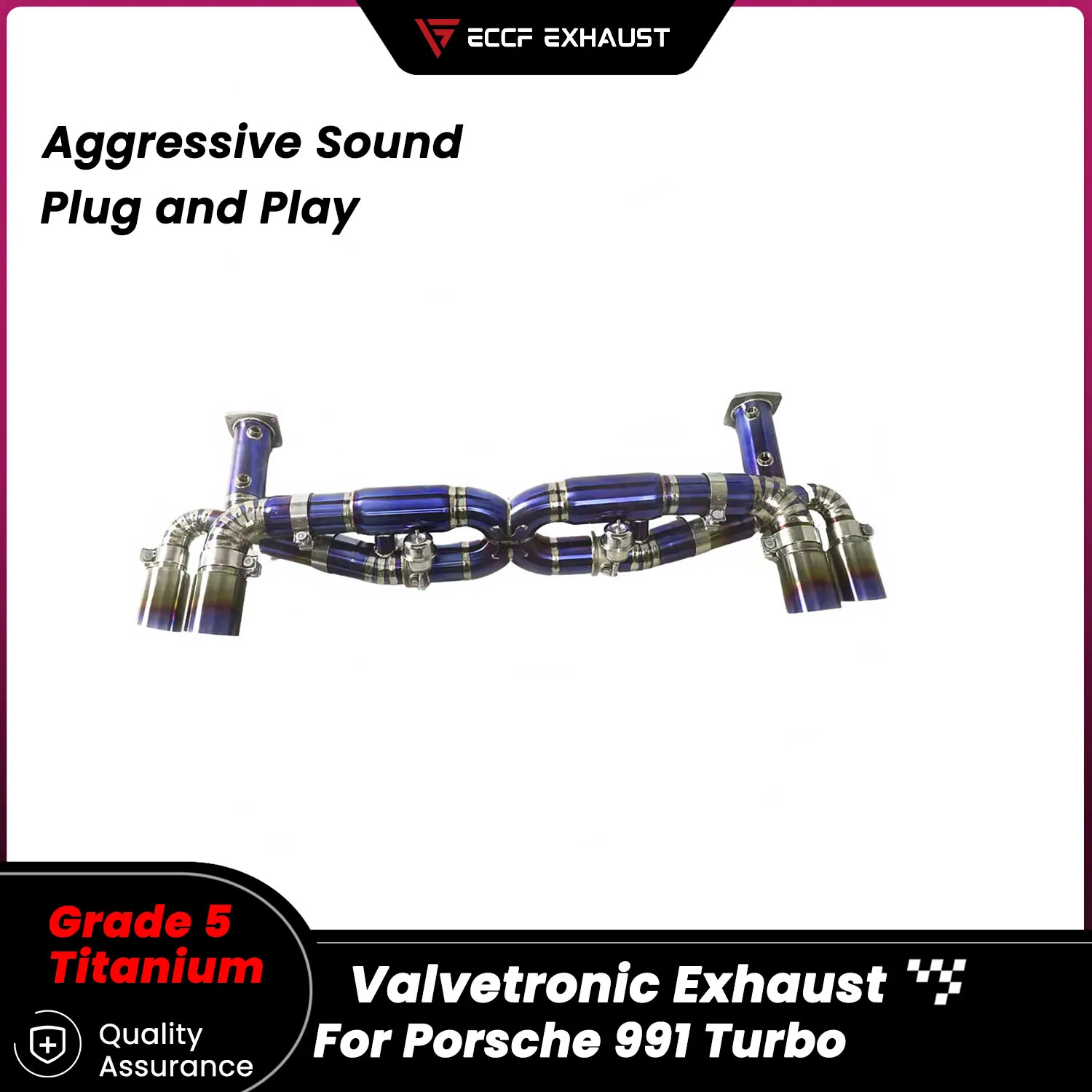 

Pneumatic Valve TItanium Sporty Catback Exhaust for Porsche 991 Turbo Freely Adjustable Sound Control Easy Installation