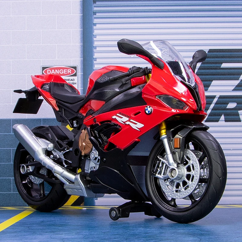 1:12 S1000RR simulasi berlisensi Diecast Model balap sepeda motor jalanan logam paduan kendaraan peredam pendek hadiah mainan koleksi kerajinan