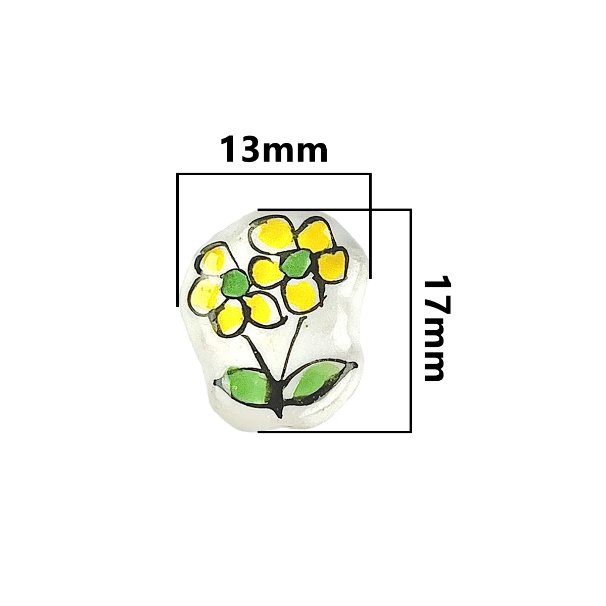 13x17mm Hand Painted Handmade Yellow Flower Pattern Ceramic Beads DIY For Jewelry Making Bracelets Keychain Earrings Accessories