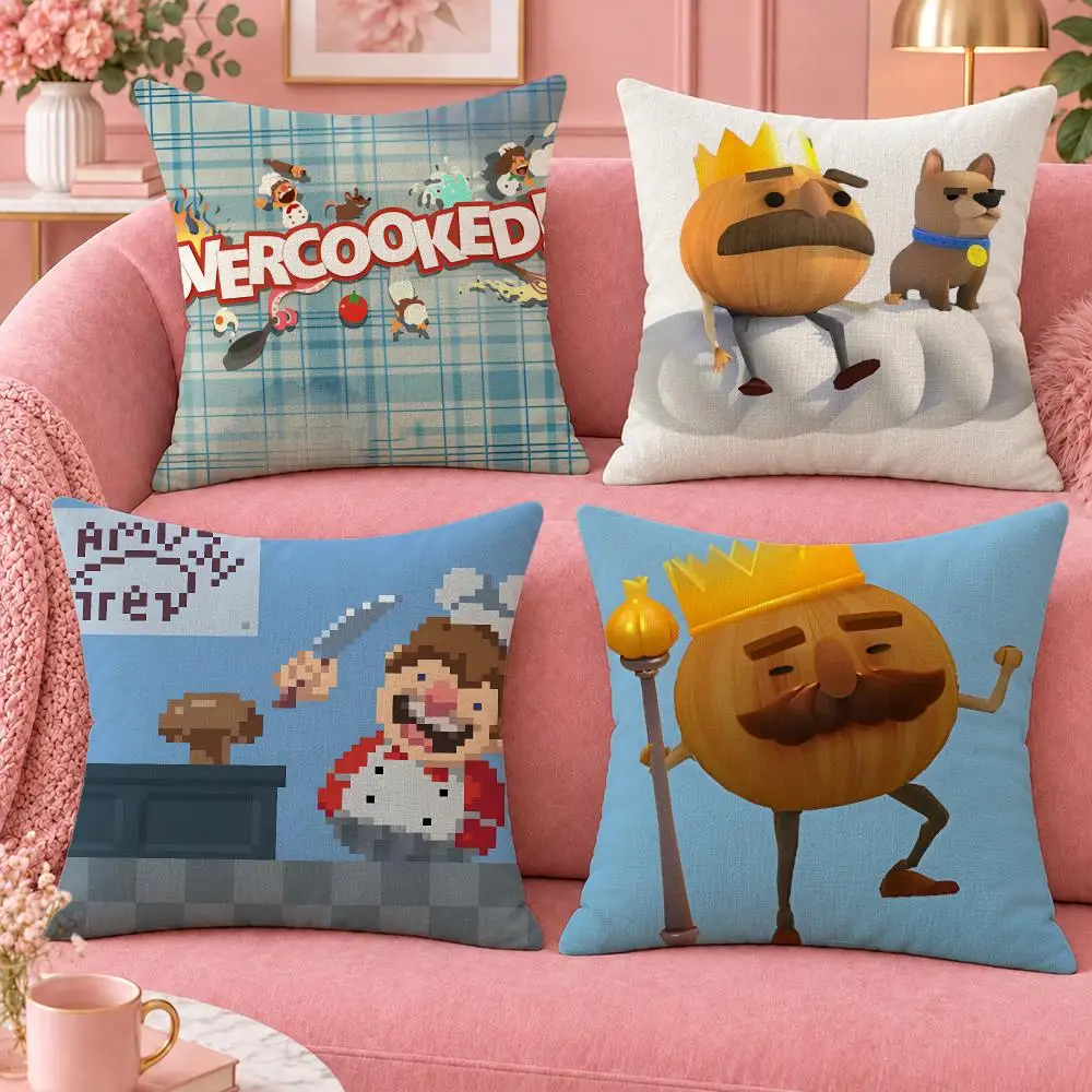Game Chaotic Cooking Overcooked Cushion Cover Cute Cartoon Throw Pillow Cover Soft Plush Cushion Cover Sofa Bedroom Home Decor