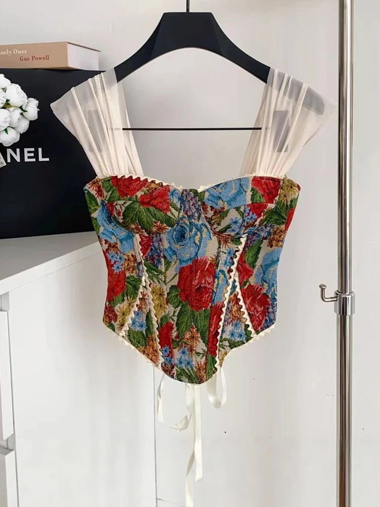 مشد نسائي جميل مزين بالزهور على شكل هيكل السمكة ملابس داخلية مثيرة على الطراز القوطي الرومانسي مشدات للعطلات والحفلات والنوادي مشد للتخسيس #4