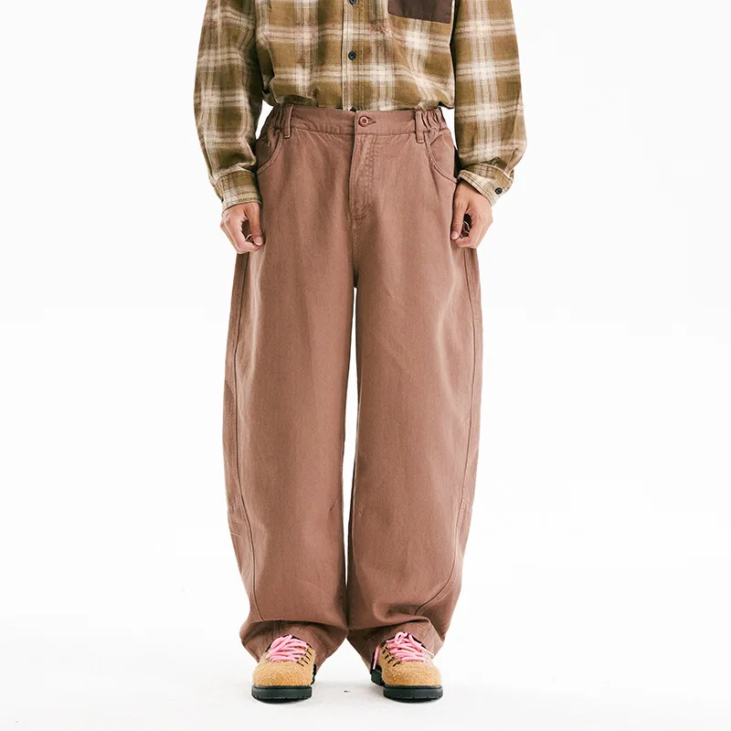 

Ретро-японские зимние брюки в стиле пэчворк, новые, простые, повседневные, свободные, прямые, рабочие брюки для мужчин и женщин