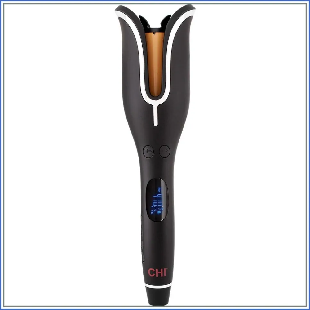 Automatic Rotating Curling Iron, 1" Ceramic Barrel, Adjustable Heat 370-410F for All Hair Types, Salon Curls, Auto Shut-Off, Black