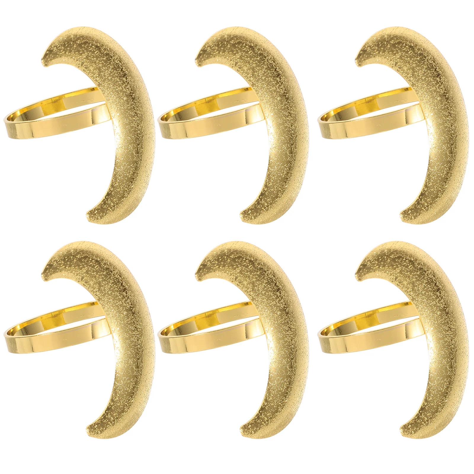 

6pcs Golden Moon Rings Bright Color Metal Napkin Holder For Wedding Party Holiday Table Decoration Dining Napkin Rings Set