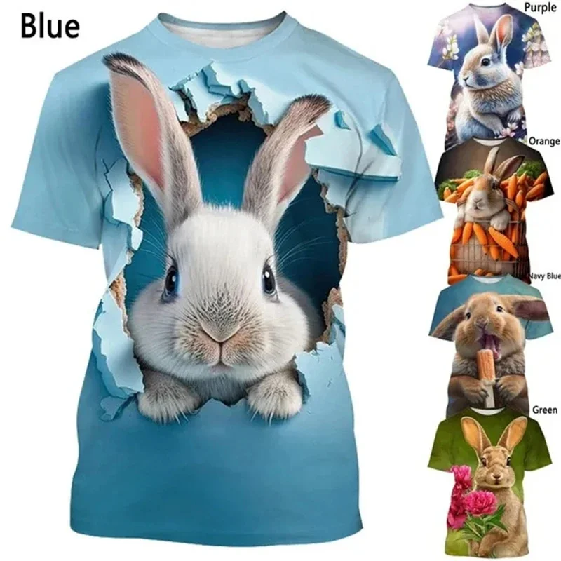 New Fashion Funny Rabbit 3D Printed T Shirts Men's And Women's Casual Short-sleeved Men T-Shirts Streetwear Tops Tees Clothes