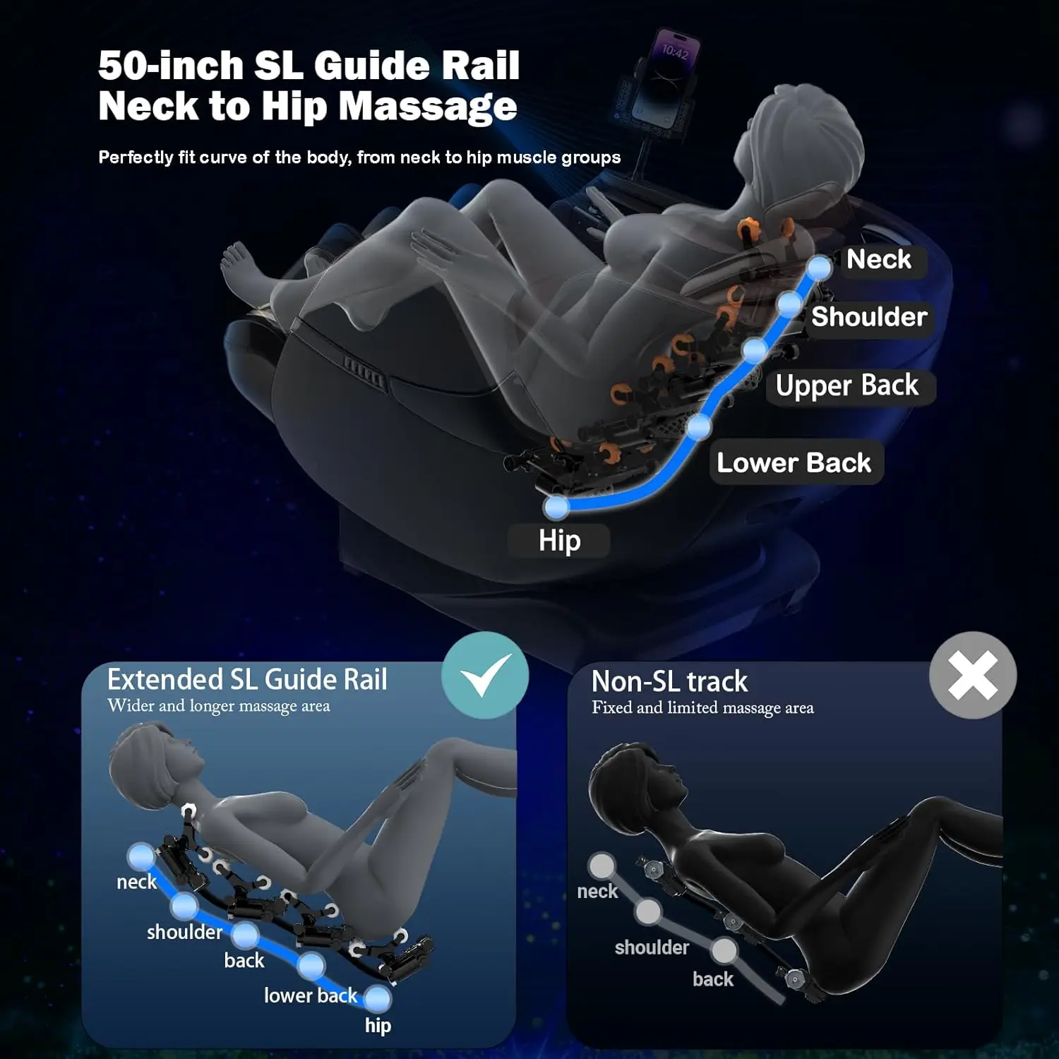 كرسي كامل الجسم، كرسي تدليك شياتسو بدون جاذبية SL-Track مع حرارة، تحكم بالذكاء الاصطناعي، مسح الجسم وتمديد Calfrest #5