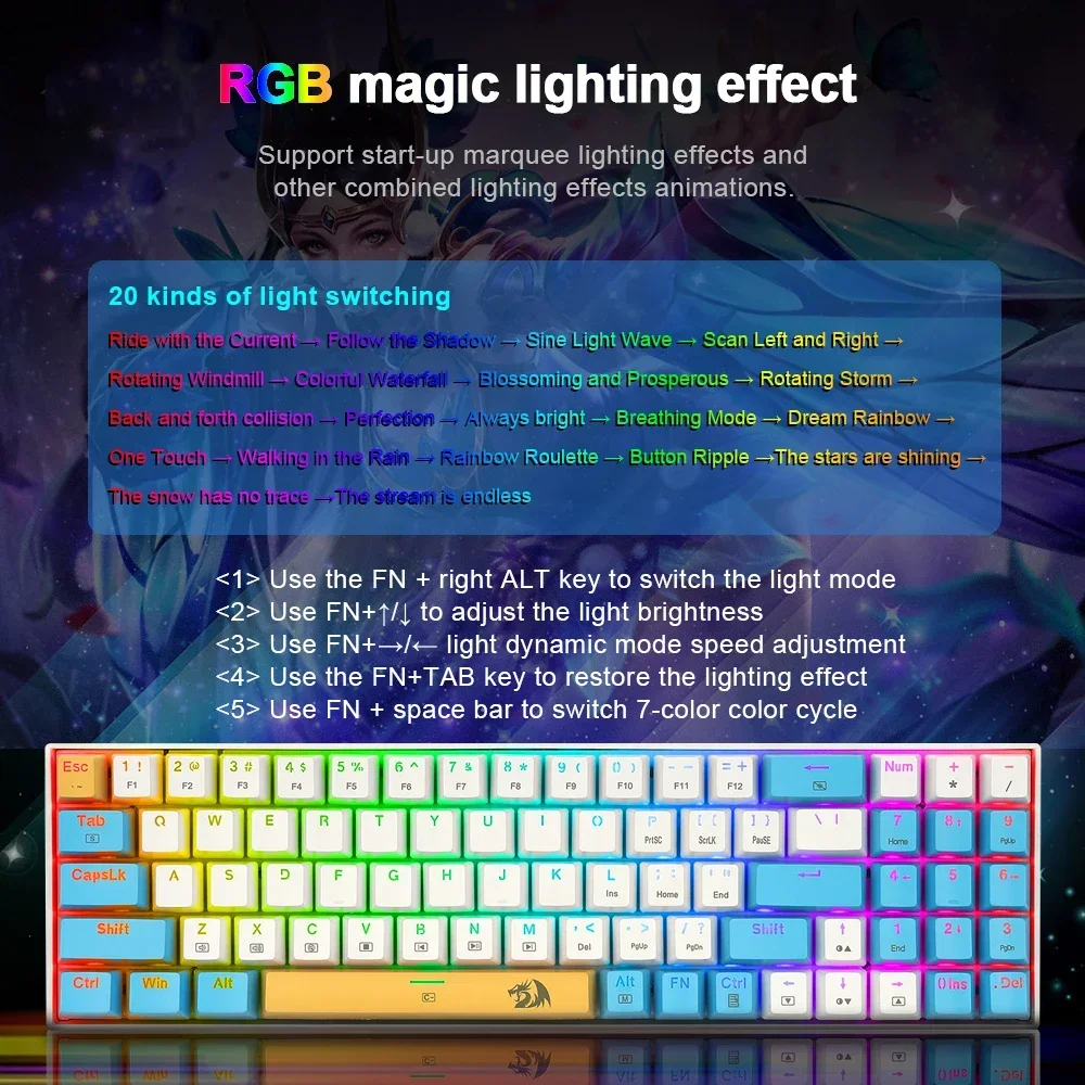 K688 78 Keys USB wired  RGB backlight  Mini Mechanical Gaming Keyboard Blue Red Switch Gamer for Computer PC