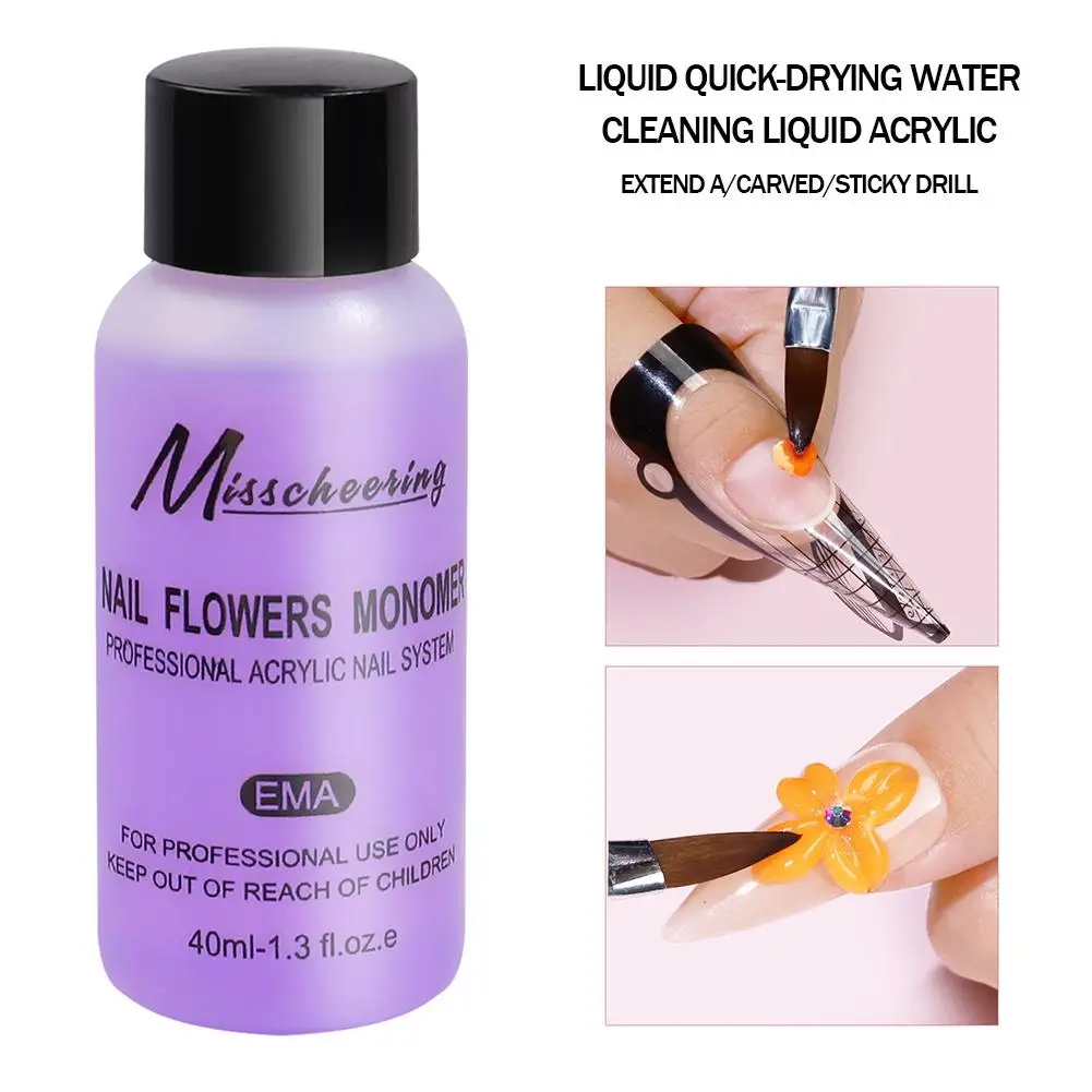 40ml Nagel Kristall Acryl Flüssigkeit schnell trocknende Nagel Nagel verlängern Werkzeug Nagellack Gel Entferner Slip Art UV Gel Lösung w5b7