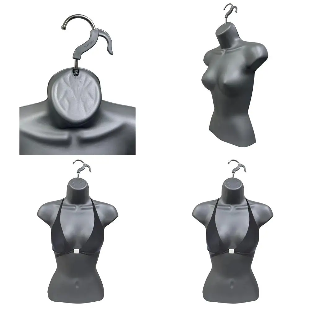 

Gray Stackable Hollow Back Mannequin Set of 2 for S-M Clothing, with Hanging Hooks and Display Options
